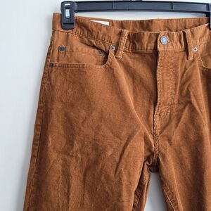 Gap Slim Fit Corduroy Pants Mens 34x32 Rust Brown Acedemia University Professor